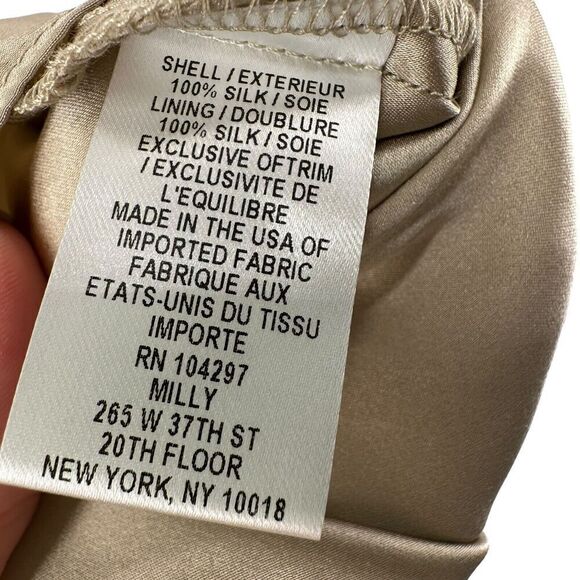 Milly Silk Beaded Halter Dress Knee Length Beige Formal Size 2 Party Cocktail - Picture 15 of 15